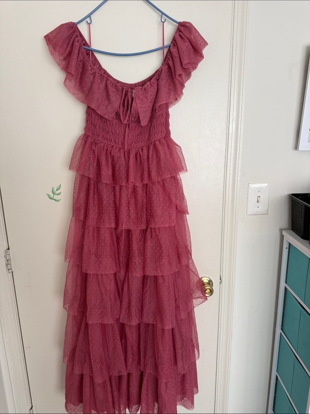 Francesca's Collections Rose Pink Ruffled Tiered Midi Dress